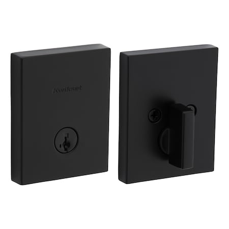 Kwikset Rectangular Low Profile Single Cylinder SmartKey Deadbolt, 6AL Latch, KA3 Matte Black Finish 258RCT-514S.STRKP